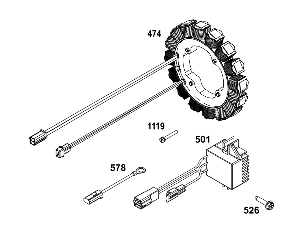 Alternator Group Diagram and Parts List for 38E347-0109-G1 200000 - 399999 Briggs and Stratton Engine